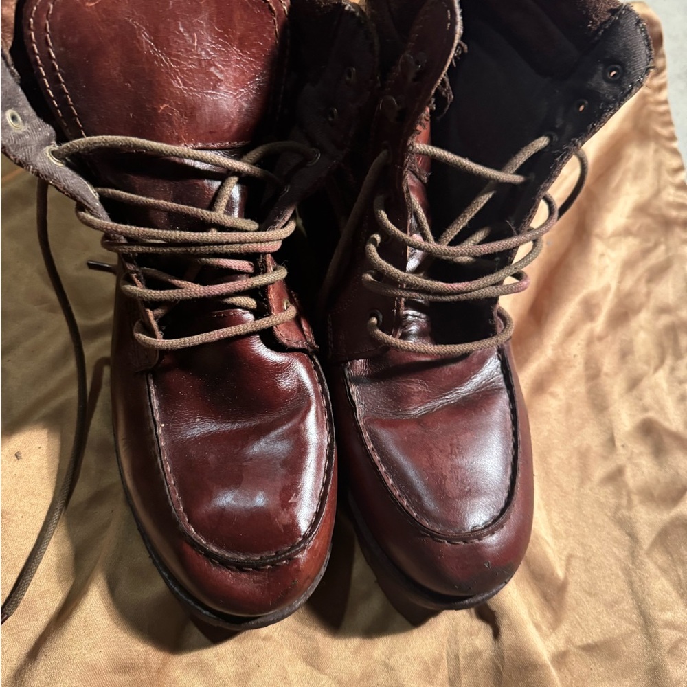 Men's Brown Leather Boots Sturdy Lace-Up Work Boots Size 10.5 Pre Owned